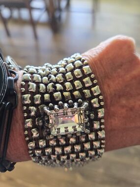 SG Sterling Silver Liquid Metal Swarovski Crystal Bracelet